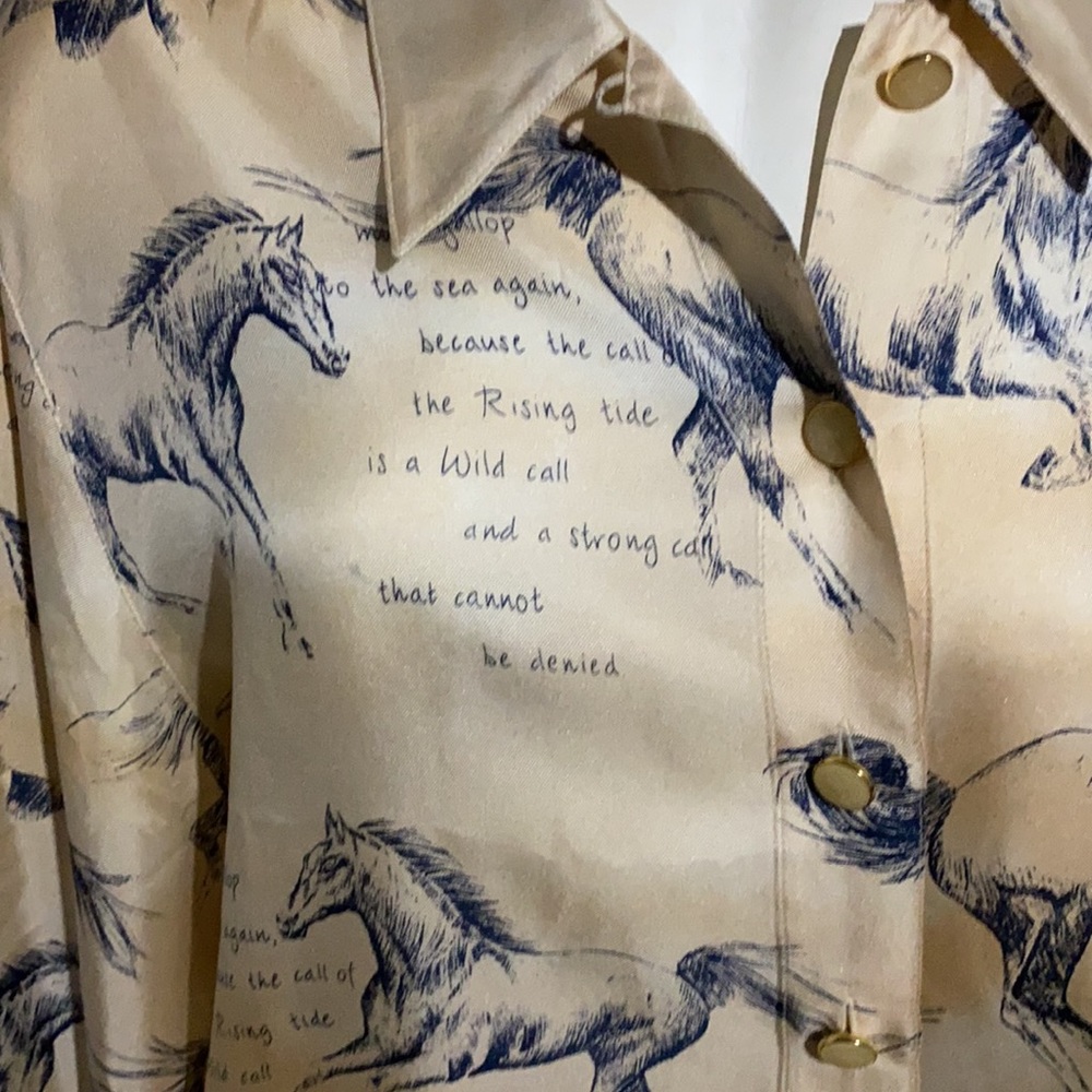 Escada Silk Button up Horse Print Blouse - Picture 2 of 7
